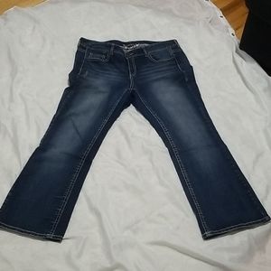 Jeans Maurice's worn look,dark rinse stretch short